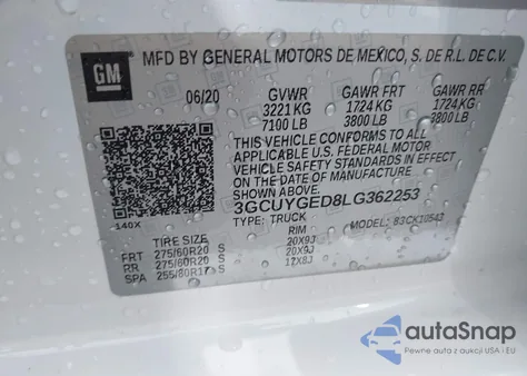 2020 Chevrolet Silverado 1500 4Wd Short Bed Ltz из США, поврежденный, VIN 3GCUYGED8LG362253